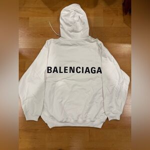 Balenciaga White Sweatshirt with Black Logo